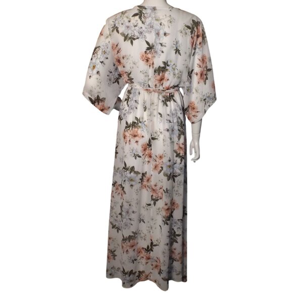 BALTIC BORN Maxi Dress, L, Off-white, Pink Floral, Faux Wrap, short lining - Picture 6 of 14